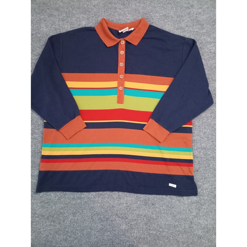 Vintage C.S.T Sport Rugby Polo Shirt Mens 3X Colorblock Striped Long Sleeve